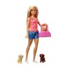 Barbie Bebek Oyuncak & 3 Yavru Köpekli Ve Aksesuarlı Oyun Seti Gdj37