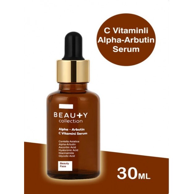 Beauty Collection Yüz Bakım Serumu & Yaşlanma Karşıtı Leke Karşıtı Alpha + Arbutin & C Vitamini 30Ml